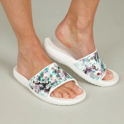 Crocs Classic Tiedye Graphic Slide -Simplyfeet Store crocs classic tiedye graphic slide multi white 003 3