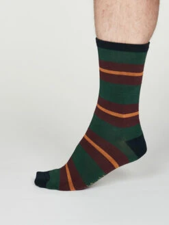 Thought Jacob Socks Forest Green Stripe UK 7-11