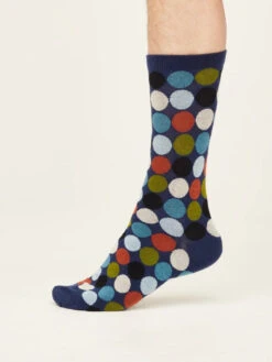 Thought GOTS Geometric Socks Mineral Blue (1 Pair) UK 7-11