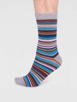 Thought Matias Bamboo Stripe Socks Grey Marle 7-11UK