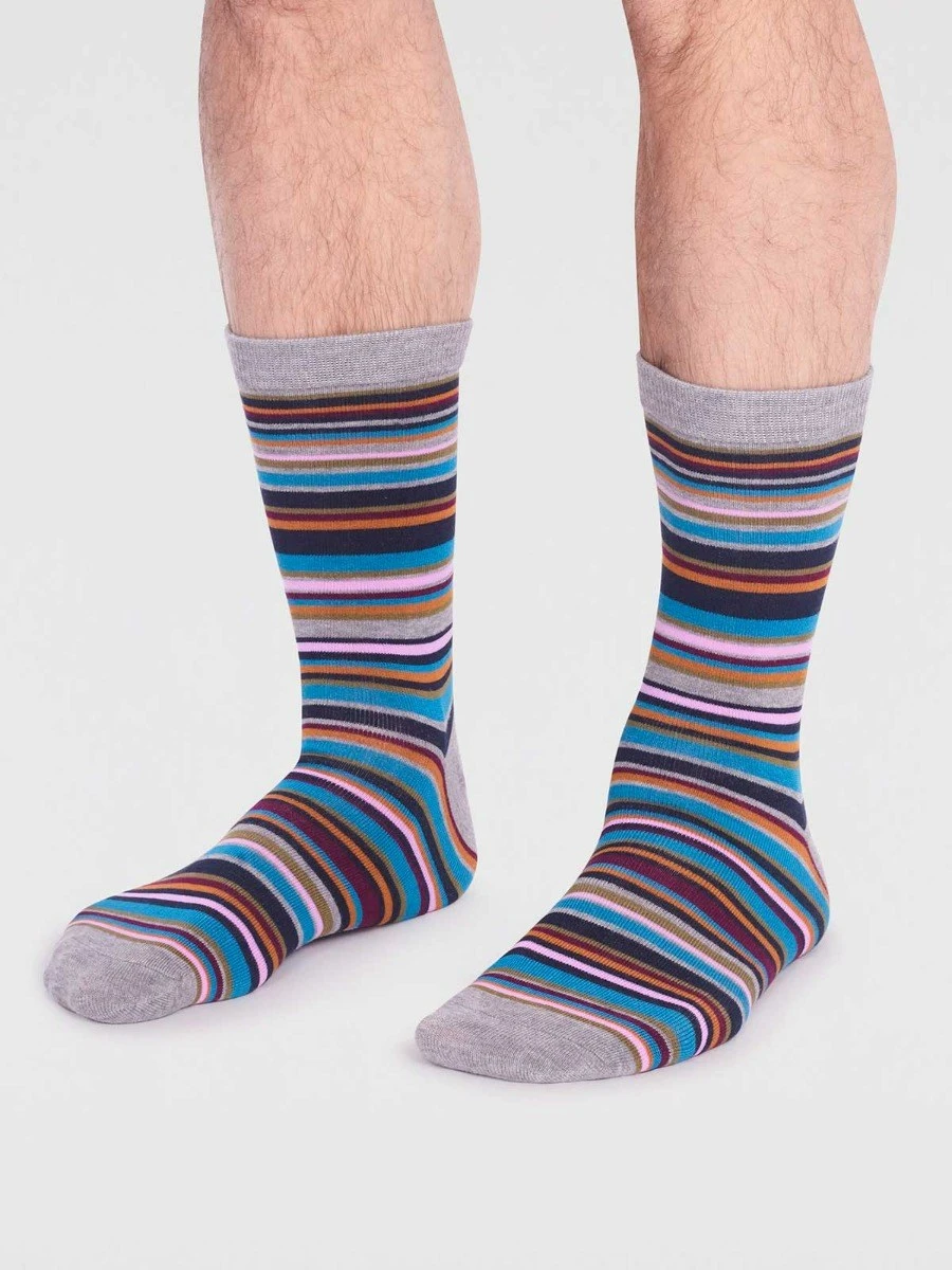 Thought Matias Bamboo Stripe Socks Grey Marle 7-11UK 4 Thought Matias Bamboo Stripe Socks Grey Marle 7-11UK - Image 2