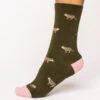 Thought GOTS Wild Animal Socks Olive Green (1 Pair) UK 4 - 7 -Simplyfeet Store spw751og olive green