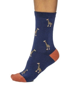 Thought GOTS Wild Animal Socks Twilight Blue (1 Pair) UK 4 - 7