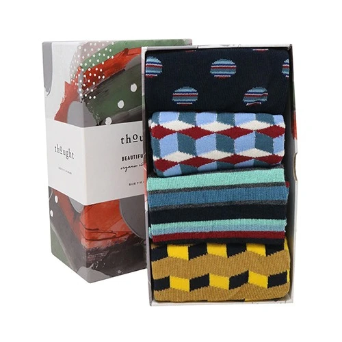 Thought GOTS Fun Geometric Box Of 4 Socks UK 7-11 3 Thought GOTS Fun Geometric Box Of 4 Socks UK 7-11